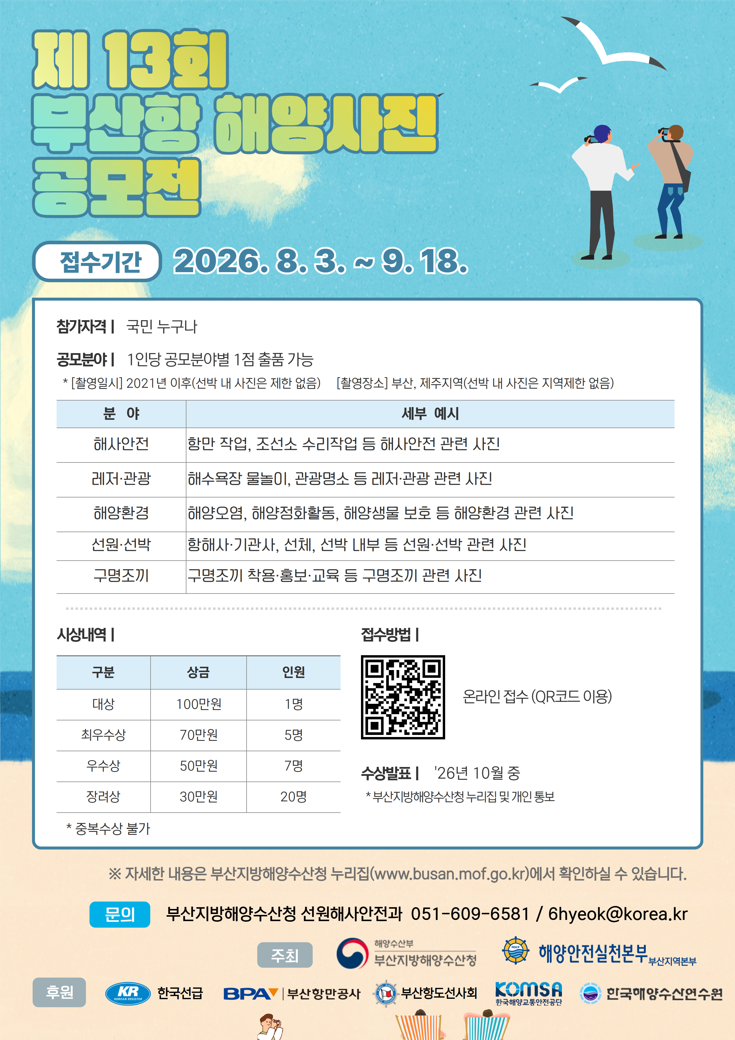 13회 해양사진 공모전 포스터